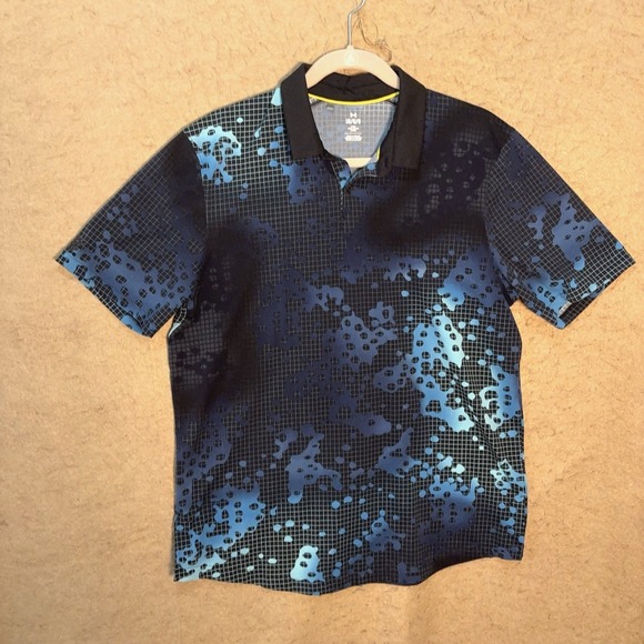 Under Armour Other - Under Armour Curry‎ Polar Polo Shirt Mens Sz L Blue Black Geometric Fitted Logo